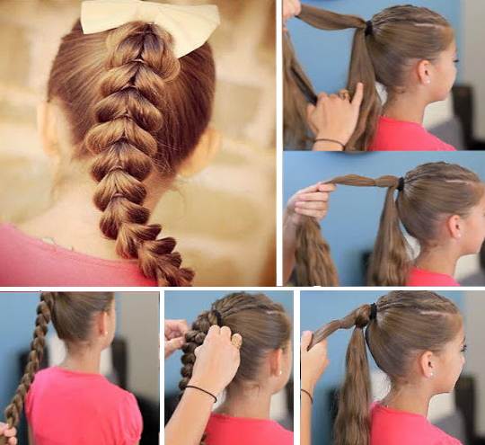 Как сделать косички девочке на длинные волосы с резинками, нитками