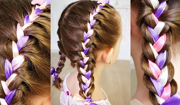 Как сделать косички девочке на длинные волосы с резинками, нитками