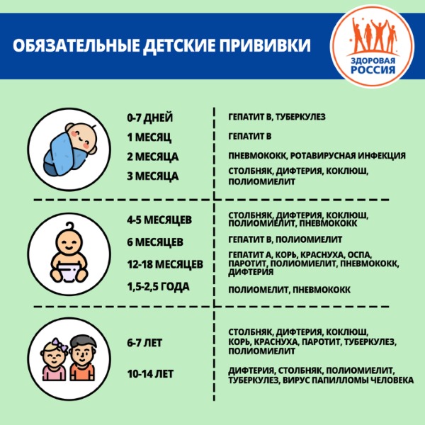 Календарь (график) прививок для детей в России от гриппа, менингита, ветрянки, пневмонии. Обязательные, расшифровка