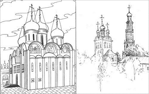 Картинки Москвы для детей. Черно-белые раскраски для дошкольников, маленькие Кремля, театры, достопримечательности, символы с названиями