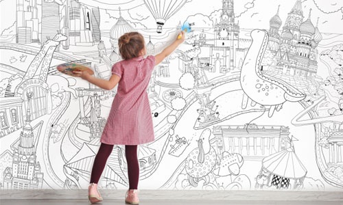 Картинки Москвы для детей. Черно-белые раскраски для дошкольников, маленькие Кремля, театры, достопримечательности, символы с названиями