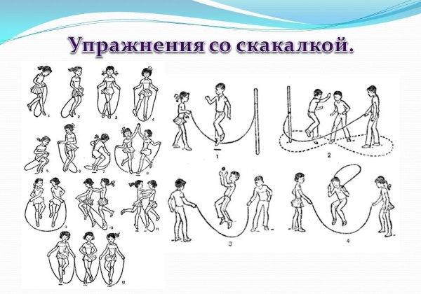 Комплекс упражнений со скакалкой для школьников 2-3-4-5-6-7 класса. Картинки