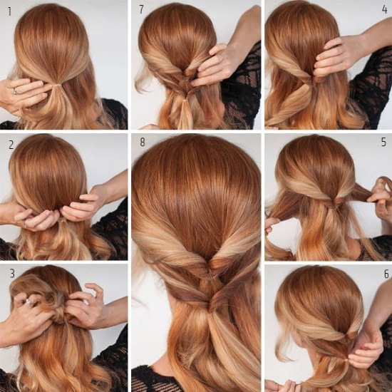 Косичка из хвостиков с резинками пошагово с фото