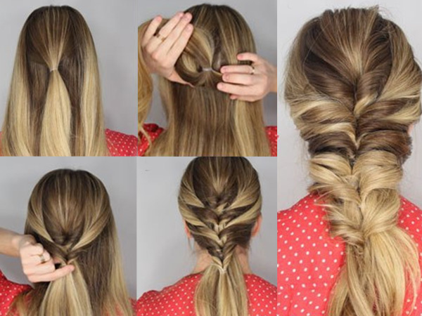 Косички с резинками: фото пошагово