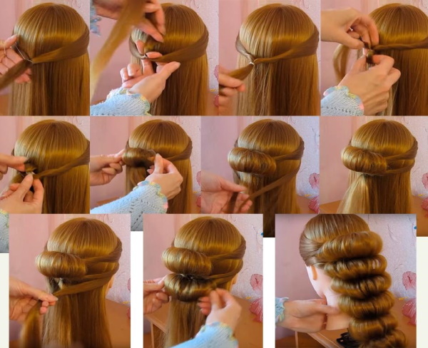 Косички с резинками: фото пошагово