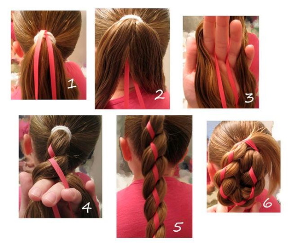 Косички с резинками: фото пошагово