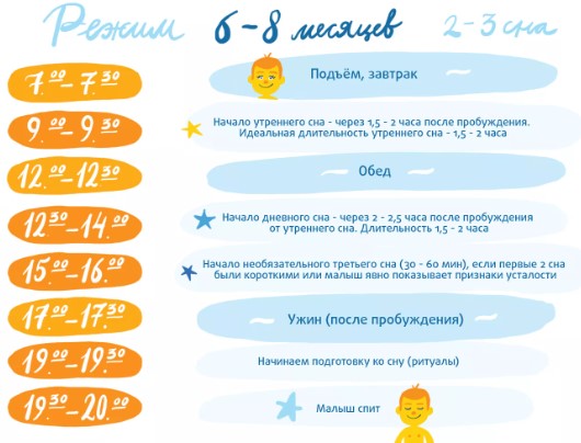 Режим дня ребенка в 6 месяцев, распорядок на искусственном, грудном вскармливании
