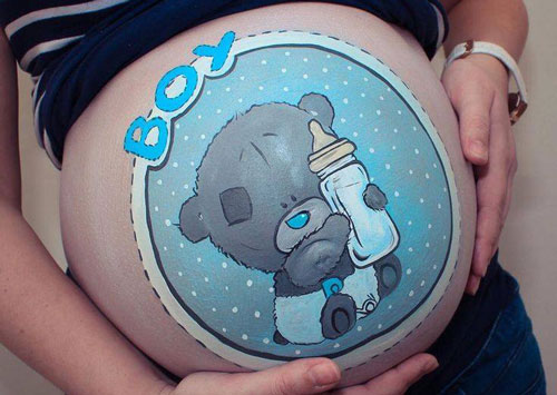 Рисунки на животе у беременных прикольные, простые, для мальчиков, девочек