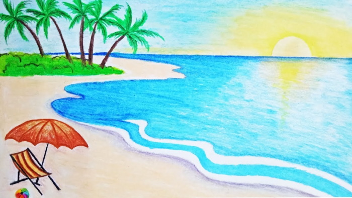 Рисунок "Черное море и его берега". Мастер класс для детей