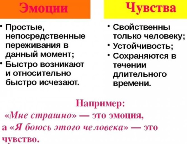 Список эмоций и чувств человека, таблица с описанием
