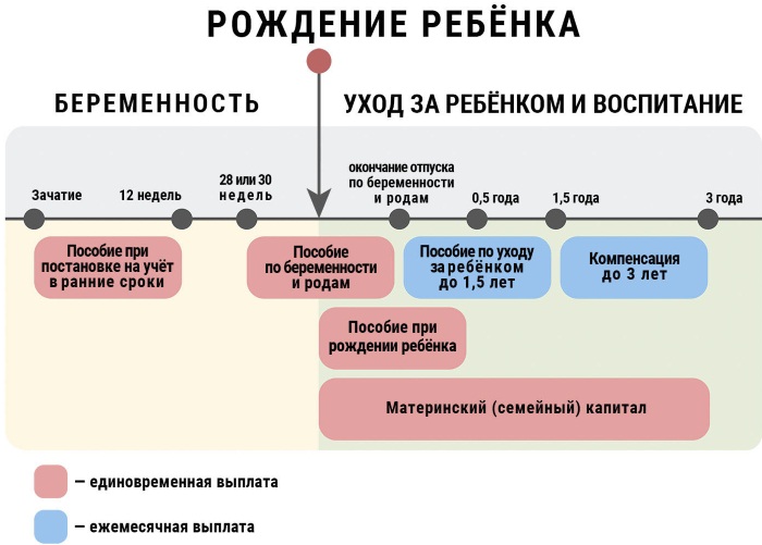 Во сколько недель уходят в декретный отпуск, выплаты по уходу за ребенком до 3 лет, трудовой стаж